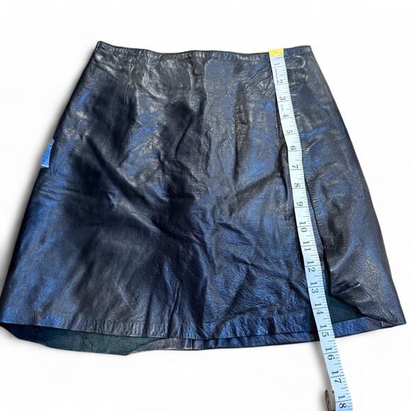 Vintage grunge whimsigoth black leather mini skirt womens size XS 24" waist - Picture 7 of 8